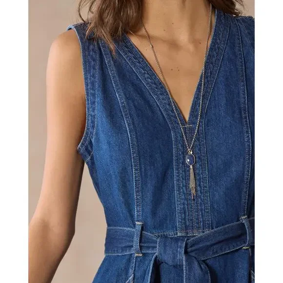 Sundance Poppy Denim Maxi Dress in Light Wash, size 8 Western Coastal Cowgirl - Picture 4 of 15